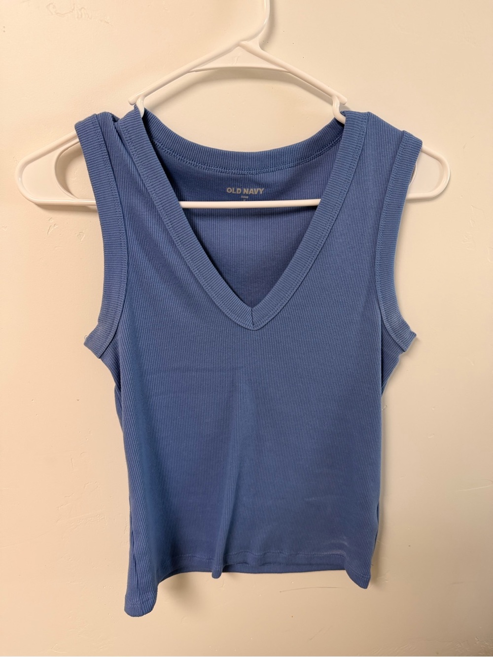 Old Navy Blue Ribbed V-Neck Tank Top
